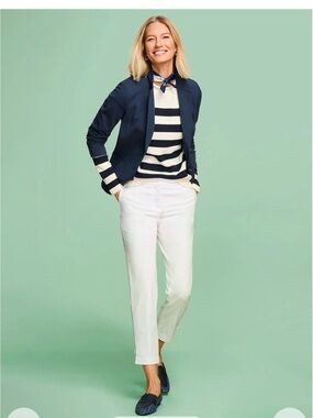 Talbots perfect crop pants Chino white Sz 16 cotton blend summer